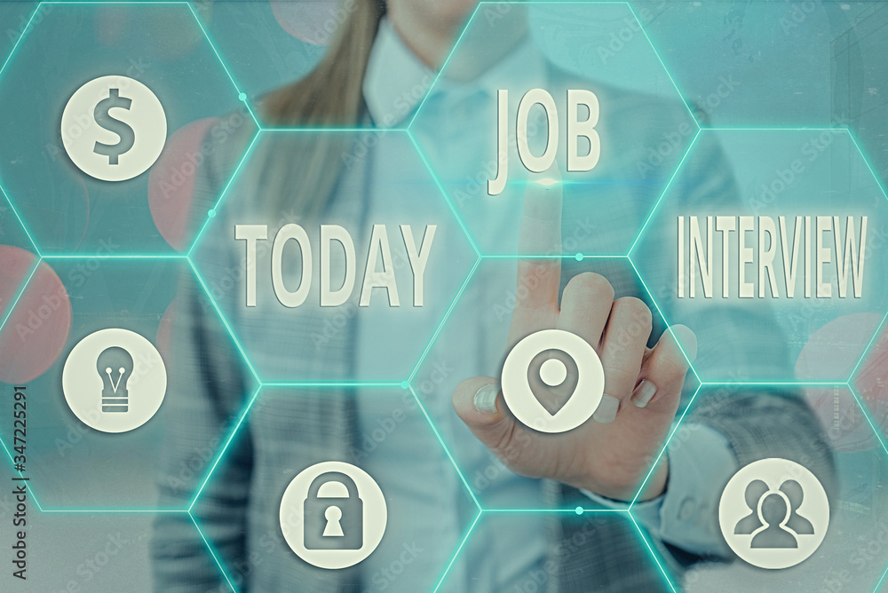 Poster writing note showing job interview. business concept for assessment questions answers hiring employm