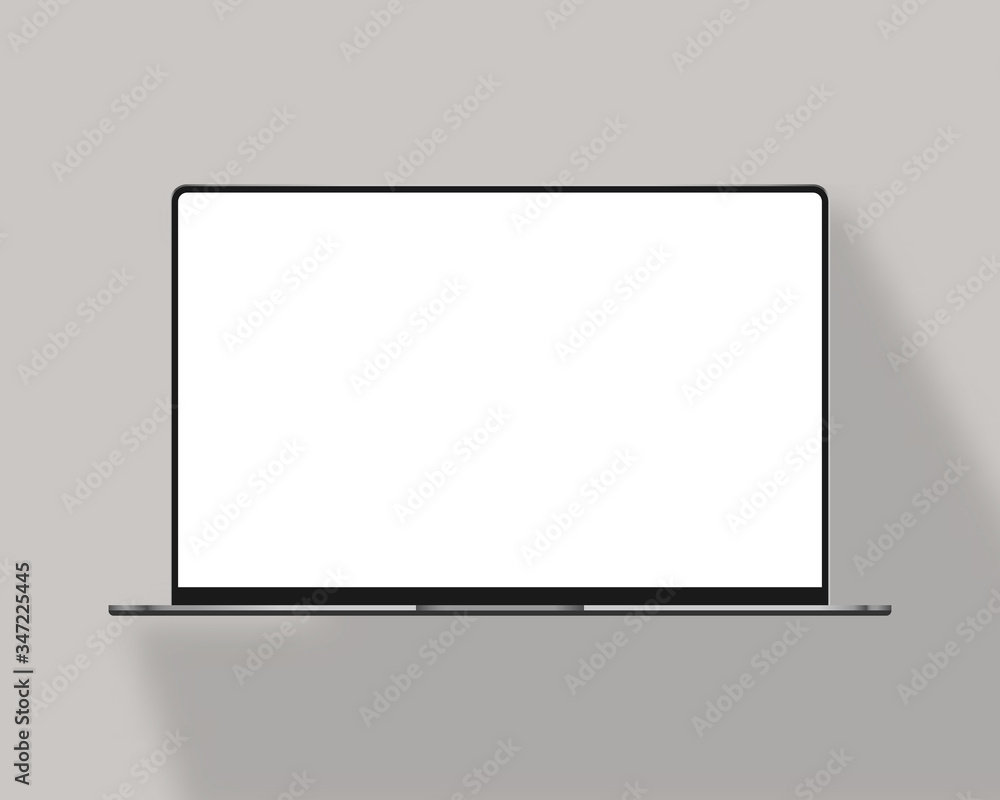 Poster laptop computer mockup with soft shadow. mockup scene. vector illustration.