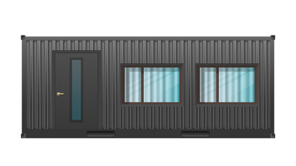 House of black cargo container.
Large house out of container for ship isolated on a white background. Vector.