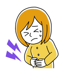 女性が腹痛に苦しんでいる