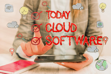 Word writing text Cloud Software. Business photo showcasing Programs used in Storing Accessing data...