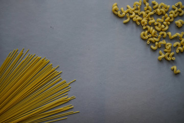 spaghetti pasta on a gray background