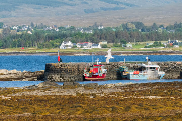Blick auf die Küste von Broadford, Isle of Skye