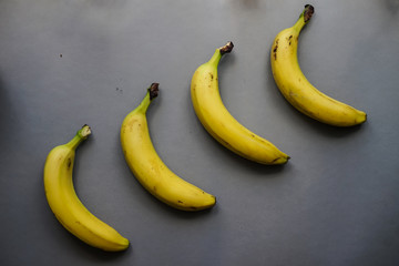Banana on gray tbackground