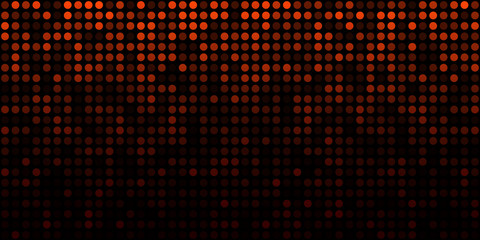 Abstract orange technology horizontal luminous background. Gradient green digital glow pixel circle texture pattern. Vector red illustration.