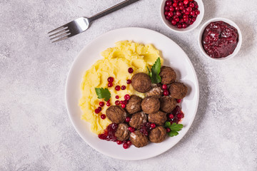 Homemade Swedish Meatballs with Cream Sauce and Parsley