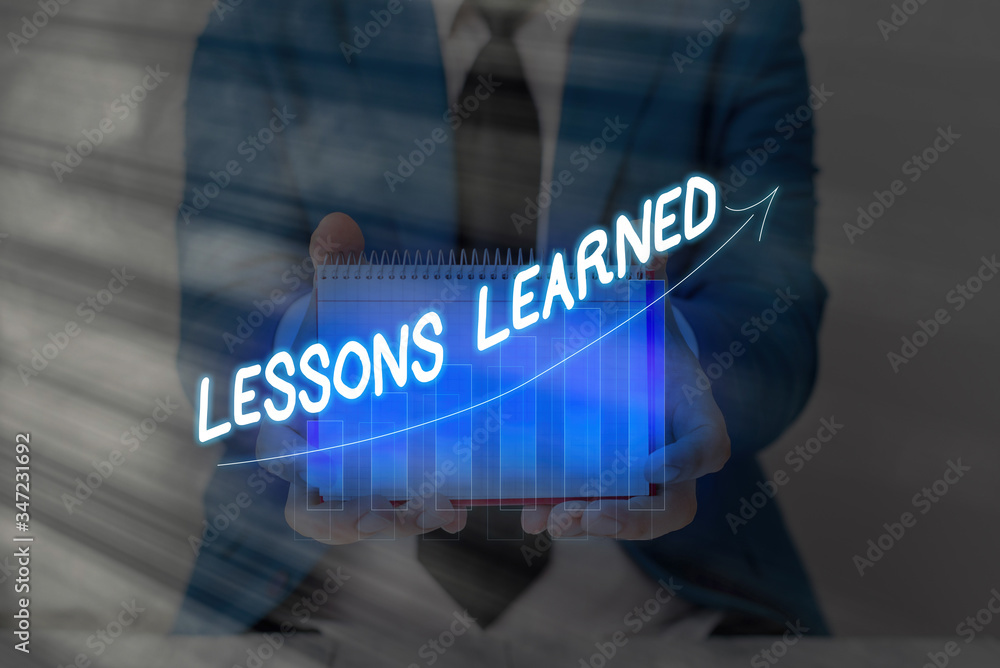 Poster conceptual hand writing showing lessons learned. concept meaning information reflects positive and n
