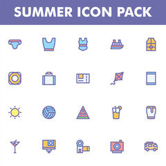 Summer icon pack isolated on white background. for your web site design, logo, app, UI. Vector graphics illustration and editable stroke. EPS 10.