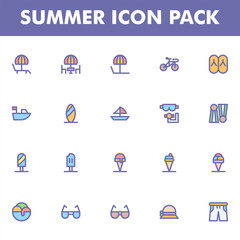 Summer icon pack isolated on white background. for your web site design, logo, app, UI. Vector graphics illustration and editable stroke. EPS 10.