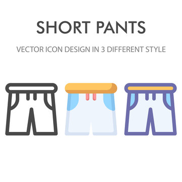 Short Pant Icon Pack Isolated On White Background. For Your Web Site Design, Logo, App, UI. Vector Graphics Illustration And Editable Stroke. EPS 10.