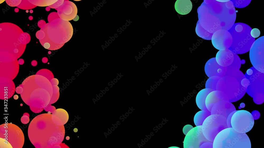 Poster 4k loop seamless abstract background with beautiful multi-colored balls in 2d flat style smoothly mo