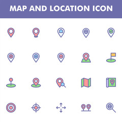 Map and location icon pack isolated on white background. for your web site design, logo, app, UI. Vector graphics illustration and editable stroke. EPS 10.
