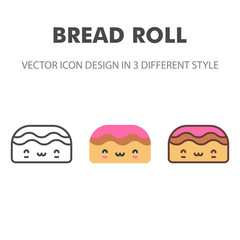 bread roll icon. Kawai and cute food illustration. for your web site design, logo, app, UI. Vector graphics illustration and editable stroke. EPS 10.