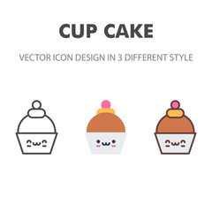 cup cake icon. Kawai and cute food illustration. for your web site design, logo, app, UI. Vector graphics illustration and editable stroke. EPS 10.