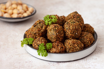 Vegetarian dish - falafel balls from spiced chickpeas 