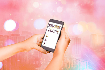 Text sign showing Marketing Focus. Business photo text understanding your customers and thier needs...