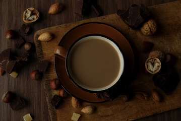 Obraz na płótnie Canvas cup of coffee and chocolate