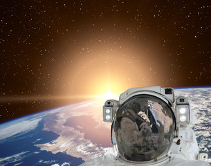 Space station above the earth. The elements of this image furnished by NASA.