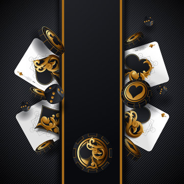 Vecteur Stock Casino poker design template. Falling poker cards and chips  game concept. Casino lucky background isolated. | Adobe Stock