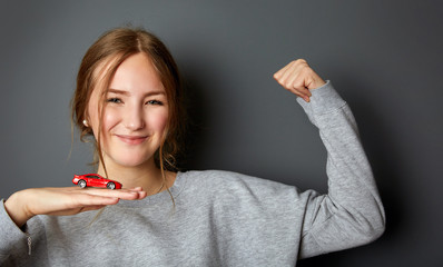 Idea and concept for the driving school, learner driver has passed the test, driving licence,...