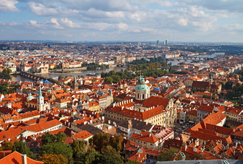 Fototapeta na wymiar View of Prague from the St. Vitus Cathedral tower, Czech republic.