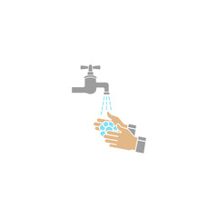 Washing hands with soap bubbles vector design