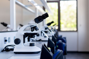 4-lens microscope in a laboratory