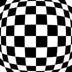 Obraz premium Abstract background. Chess board. Optical illusion. Black and white. Retro.