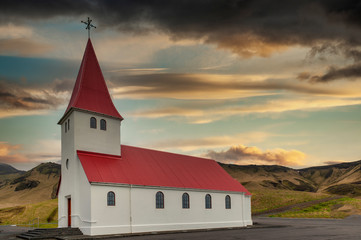 Church of Vik, Little Town in Southern of Iceland.