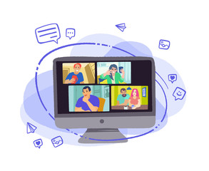 Video chat online. Internet communication during quarantine.