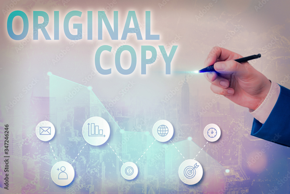 Poster writing note showing original copy. business concept for main script unprinted branded patented mast