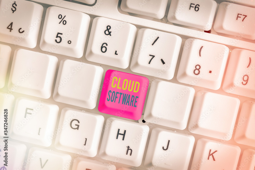 Poster conceptual hand writing showing cloud software. concept meaning programs used in storing accessing d