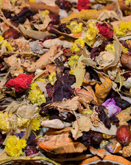 Assorted tea and spices specialties in Istanbul Turkey, Grand Bazaar