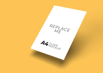 MOCKUP A4 format flyer mockup floating with shadow