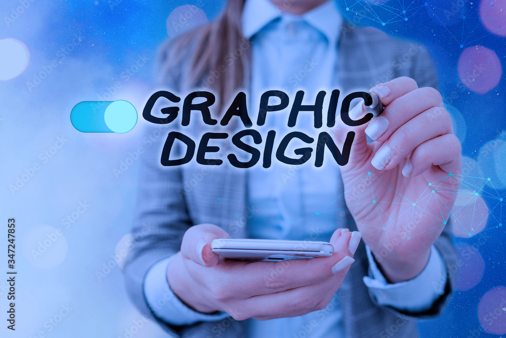 Poster text sign showing graphic design. business photo text art or skill of combining text and pictures in