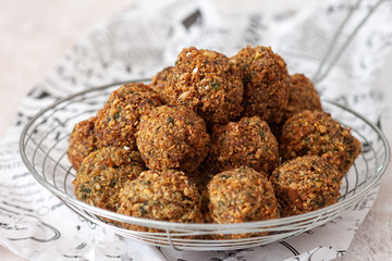 Vegetarian dish - falafel balls from spiced chickpeas 