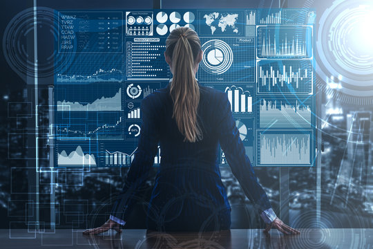 Big Data Technology For Business Finance Concept.