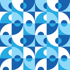 Background vector abstract design. Geometric seamless pattern in blue color. Decorative mosaic wallpaper. Vector illustration.