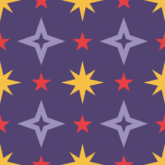 Stars Background Design. Night seamless pattern. Kids wallpaper. Vector illustration. 