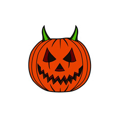 Vector illustration of a Halloween pumpkin devil character