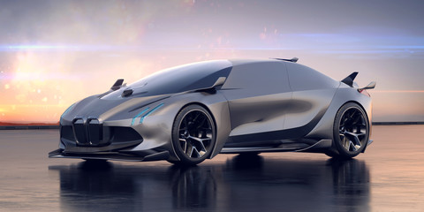 Fototapeta na wymiar 3D rendering of a brand-less generic concept car - electric