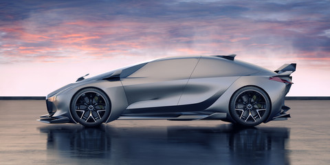 Fototapeta na wymiar 3D rendering of a brand-less generic concept car - electric