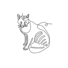 Vector - Continuous One Line Drawing Cat