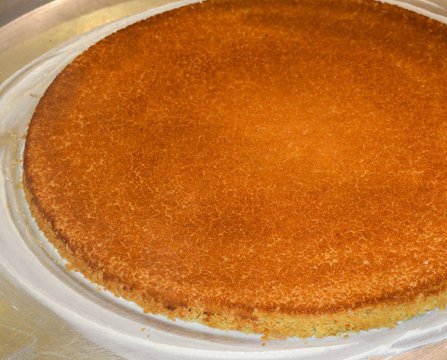 Turkish dessert kunefe with pistachio powder. Kunafa, kadayif with pistachio powder and cheese hot