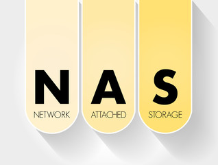 NAS - Network Attached Storage acronym, technology concept background