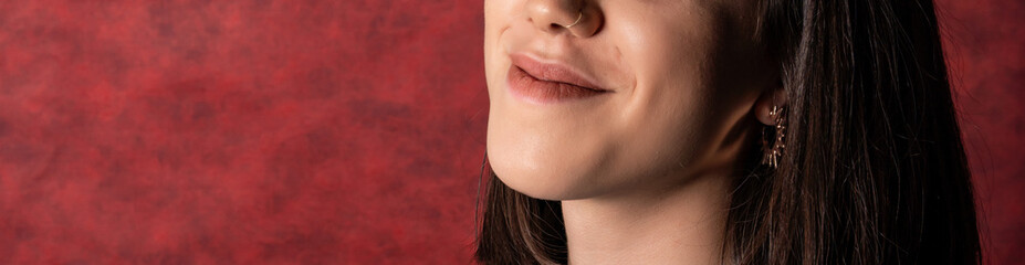 close-up of woman natural lips.