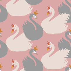 vector seamless pattern background with swans.