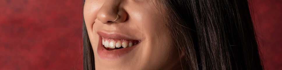 close-up of woman natural lips.