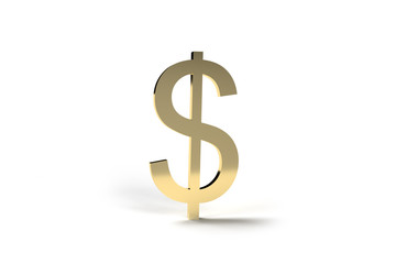 3D Render of Gold US Dollar Sign on White Background