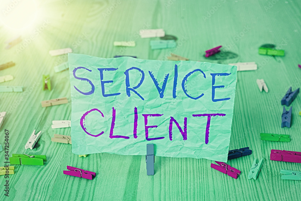 Poster word writing text service client. business photo showcasing dealing with customers satisfaction and 